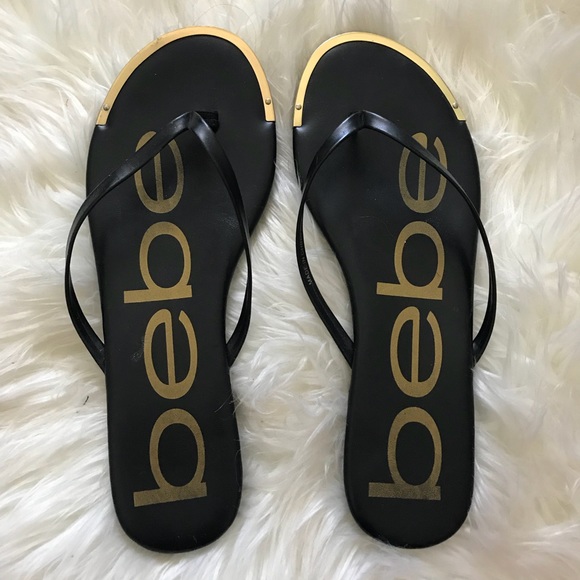 bebe gold flip flops